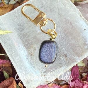 Gold and Blue sandstone Stone Keychain
